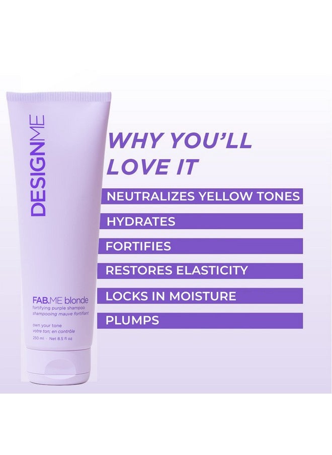Design.ME - Fab.Me Blonde Fortifying Purple Shampoo By Designme ; Toning Purple Shampoo For Blonde Hair ; Sulfate Free Blonde Shampoo For Color Treated Hair ; Blonde Toner For Brassy Hair (250Ml) - Image 1