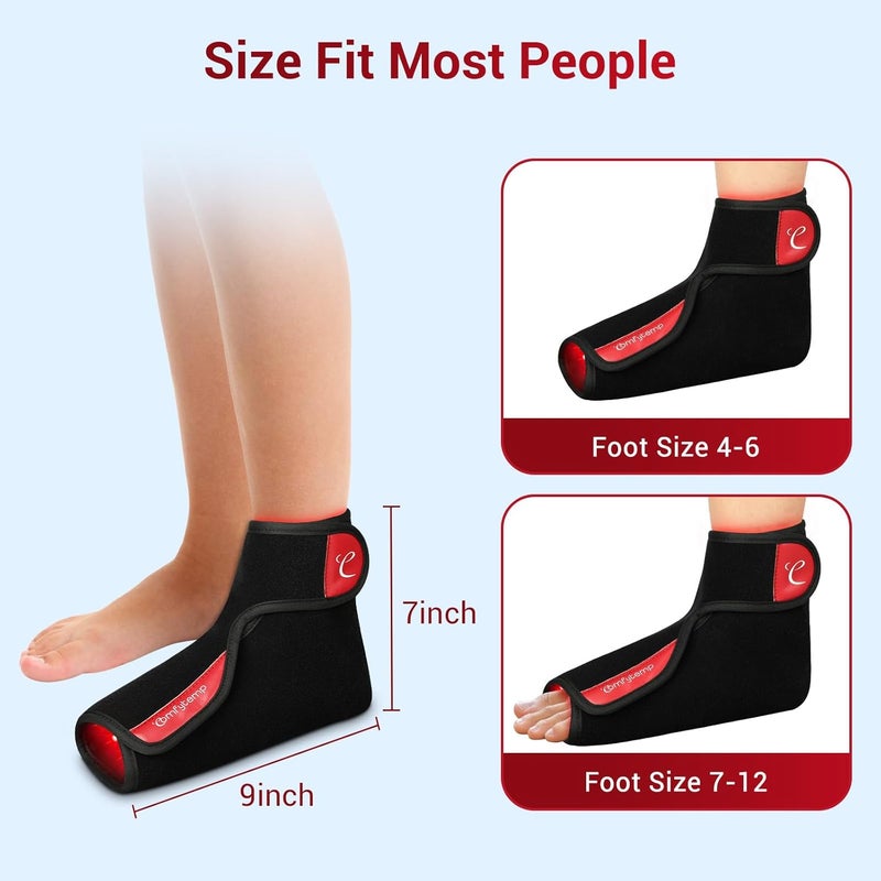 Comfytemp علاج الضوء الأحمر اللاسلكي 5000mAh للعلاج بالحرارة للقدمين مع ضوء الأشعة تحت الحمراء القريب، غلاف القدم اللاسلكي لتخفيف آلام الكاحل والكعب والمفاصل 9 × 7 - Image 2