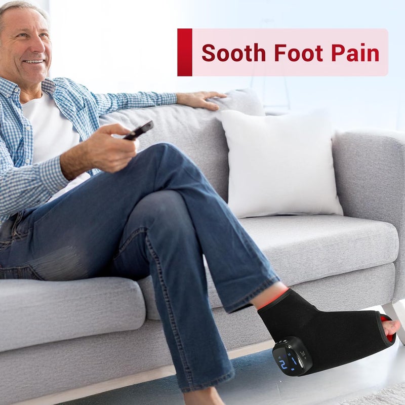 Comfytemp علاج الضوء الأحمر اللاسلكي 5000mAh للعلاج بالحرارة للقدمين مع ضوء الأشعة تحت الحمراء القريب، غلاف القدم اللاسلكي لتخفيف آلام الكاحل والكعب والمفاصل 9 × 7 - Image 3