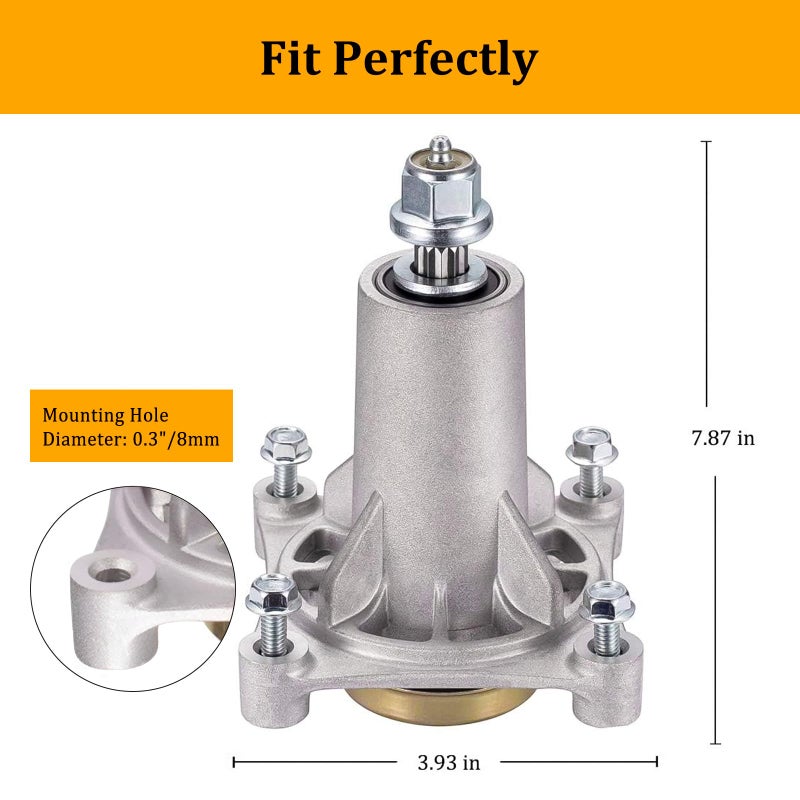 UP2WIN 187292 Spindle Assembly Compatible with Craftsman/Hus/A riens/Pou LAN, 192870 Mandrel Assembly for 42" 46" 48" 54" Mower Deck, Replace 532187281 532187292 587819701, with Threaded Bolt - Image 3