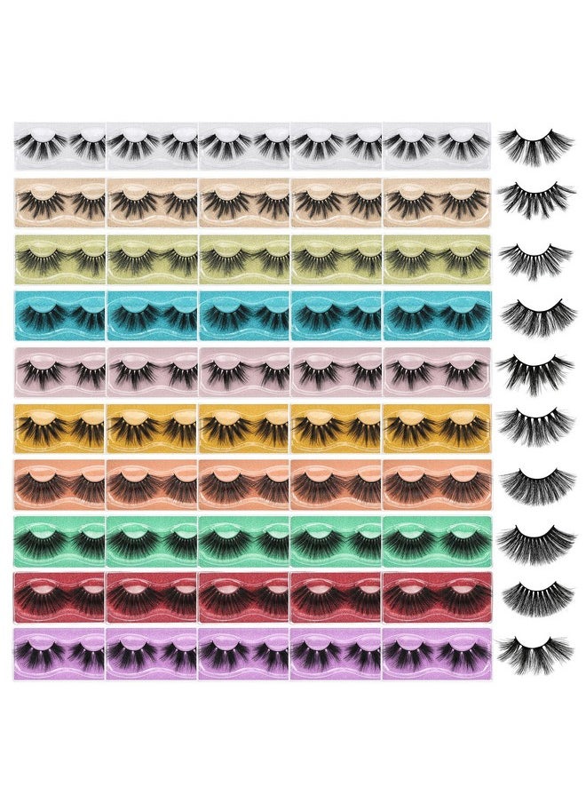 FARRED - Wholesale 25Mm Faux Mink Lashes, 50 Pairs 10 Styles, Bulk Long Dramatic 6D Fake Eyelashes Strip Volume Lashes, Synthetic False Eyelashes - Image 1