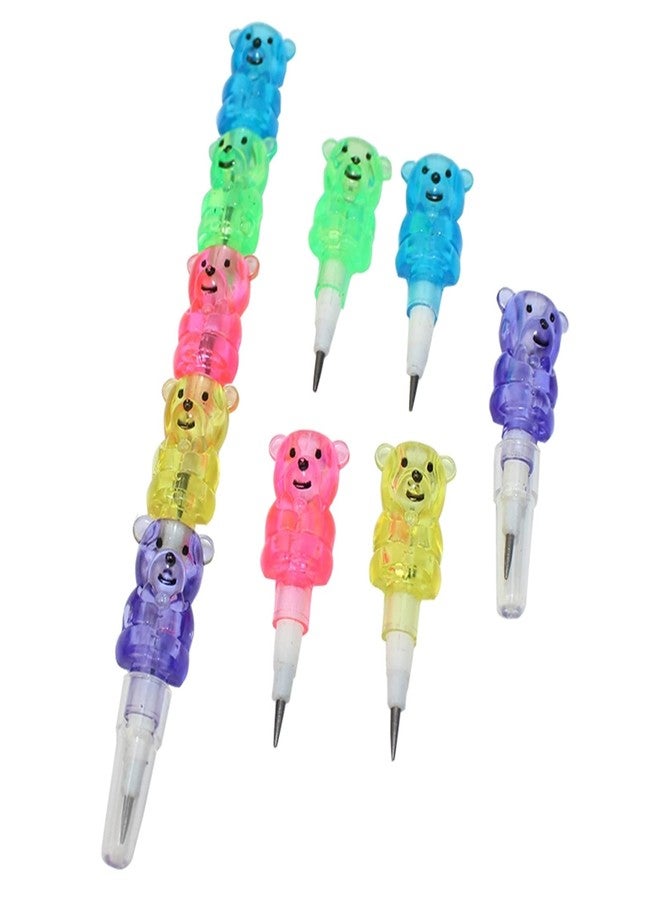 Odowalker 32pcs Stackable Pencils Plastic Bear Pencils 5 in 1 Stacking Colored Pencils with Turtle Erasers and DIY Blank Bag For Birthday Party Supplies Goodie Bag Filler School - Image 2