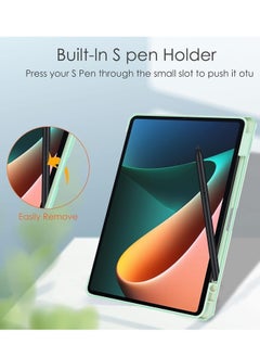 Generic Case For Redmi Pad SE 11 Inch Clear Shockproof Back Cover Built-in Pencil Holder Auto Sleep/Wake (Mint Green)  - Image 4