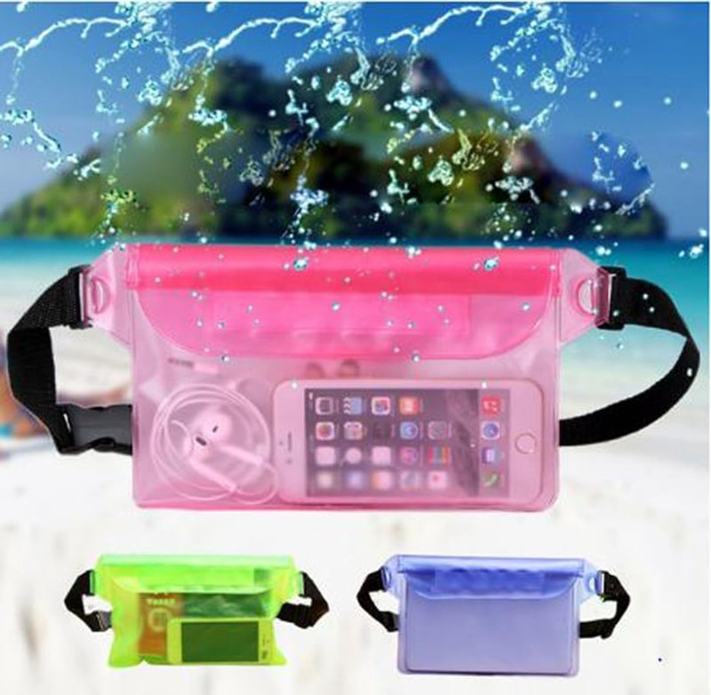 Desi Rang Waterproof Big Pouch Bag Cover for rain Swimming Water All Size Mobile Phone, Small Camera, Wallets, ID Card with Waist Strap for All Waist Size, Color : Pink - Image 3
