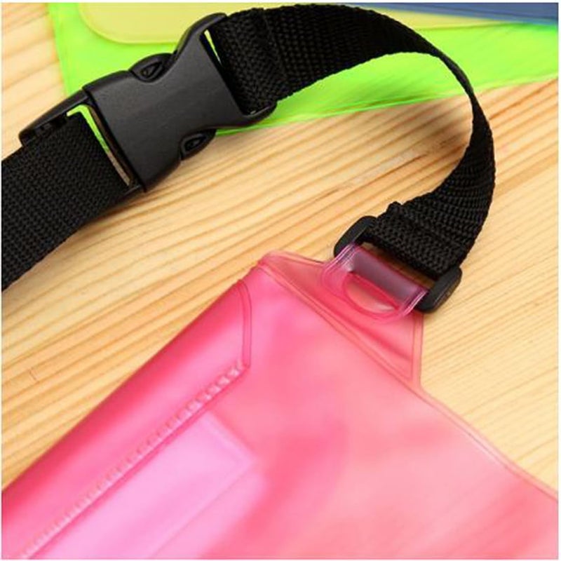 Desi Rang Waterproof Big Pouch Bag Cover for rain Swimming Water All Size Mobile Phone, Small Camera, Wallets, ID Card with Waist Strap for All Waist Size, Color : Pink - Image 5