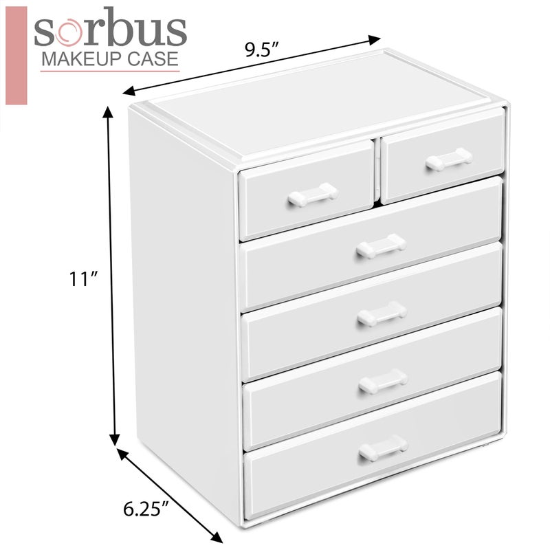 Sorbus Sorbus Acrylic Makeup Organizer - Organization and Storage Case for Cosmetics Make Up & Jewelry - Large Makeup Organizer for Vanity  Bathroom  College Dorm  Closet  Desk (4 Large  2 Small Drawers)  - Image 2