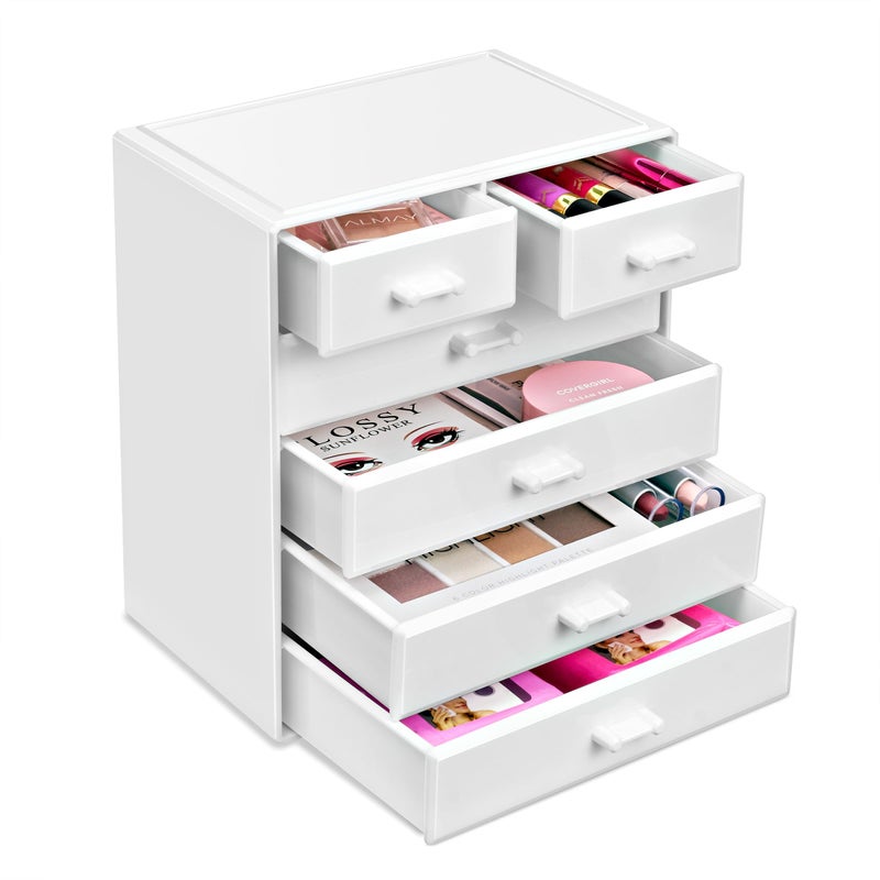 Sorbus Sorbus Acrylic Makeup Organizer - Organization and Storage Case for Cosmetics Make Up & Jewelry - Large Makeup Organizer for Vanity  Bathroom  College Dorm  Closet  Desk (4 Large  2 Small Drawers)  - Image 1