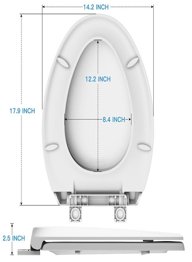 homfan Durable Elongated Toilet Seat with Slow Soft Close - Easy to Install and Clean, Never Loosens - White, Fits Most Elongated Toilets - Image 4