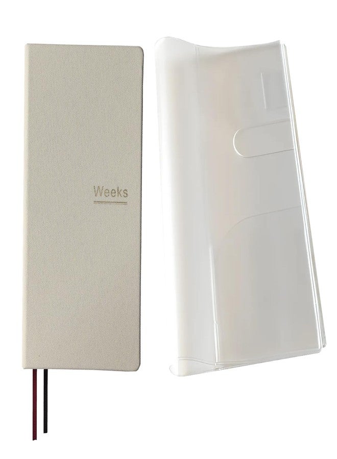 receip Undated Weekly Planner Notebook Pocket Organizer Appointment Book Journal Notebook A6 Week Plan Notepad (Beige with cover) - Image 1