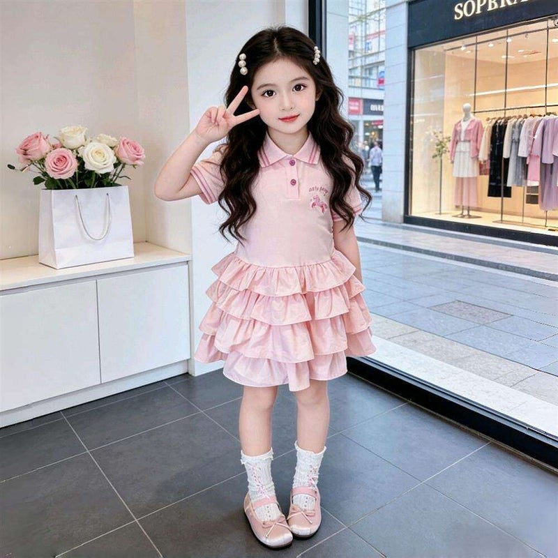 Girls Summer Polo Collar Dress - Image 4