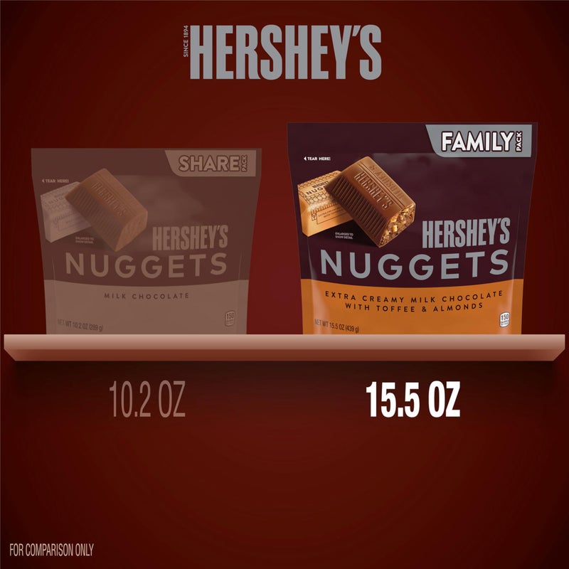 Hershey's شوكولاتة هيرشيز نوجتس كريمية إضافية بالحليب، حلوى التوفي واللوز، مغلفة بشكل فردي، عبوة مشاركة 439 جرام - Image 4