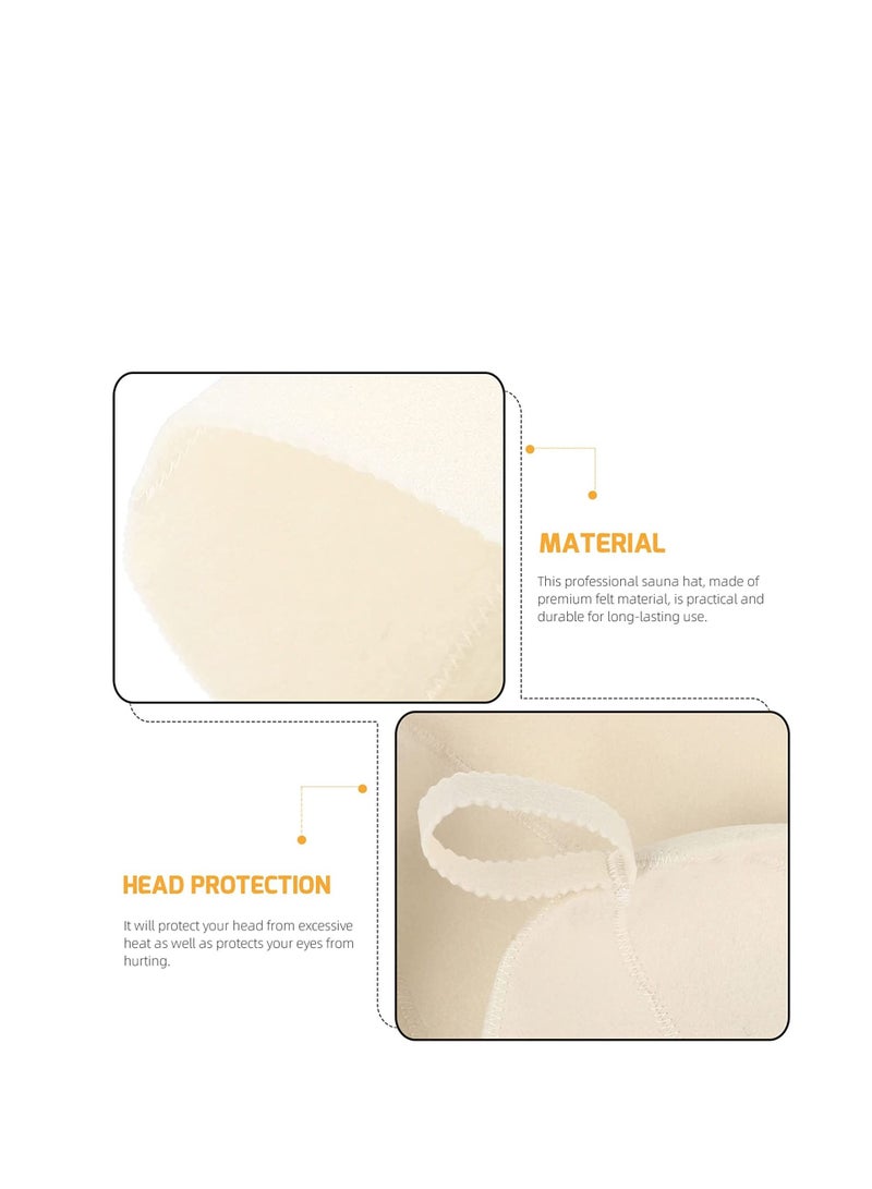 SYOSI Sauna Hat, Sauna Cap for Women and Men with Hang Loop, 100% Natural Felt Russian Bath Hat Sauna Room Bathroom Protect Your Head from Heat, Accessories for Sauna on The Street Steam Room, White 2pcs - Image 5
