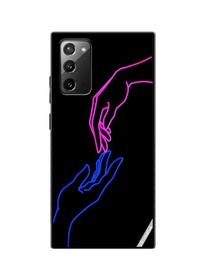 VR CREATIVE Protective Case Cover For Samsung Galaxy Note20 5G Hands In Neon Lights Design Multicolour - Image 1