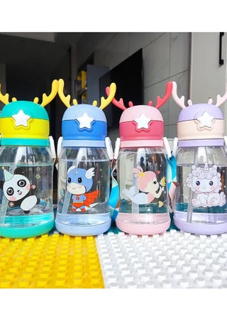Acrylic Water Bottle For Children With A Cartoon Print And A Large Deer Antler, Portable, Break-Resistant, With A Straw And A Belt, Used In Outdoor Activities, Camping, School And Trips, Capacity Of 600 Ml, Healthy (Multi-Colored) - pzsku/Z5F697A107720B2BC1A14Z/45/_/1733834035/87a46dd1-925d-4ee4-bbe4-e89a2a51242d