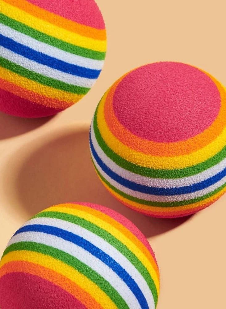Multi-colored rubber ball for cats and dogs - 4 pieces - Image 4