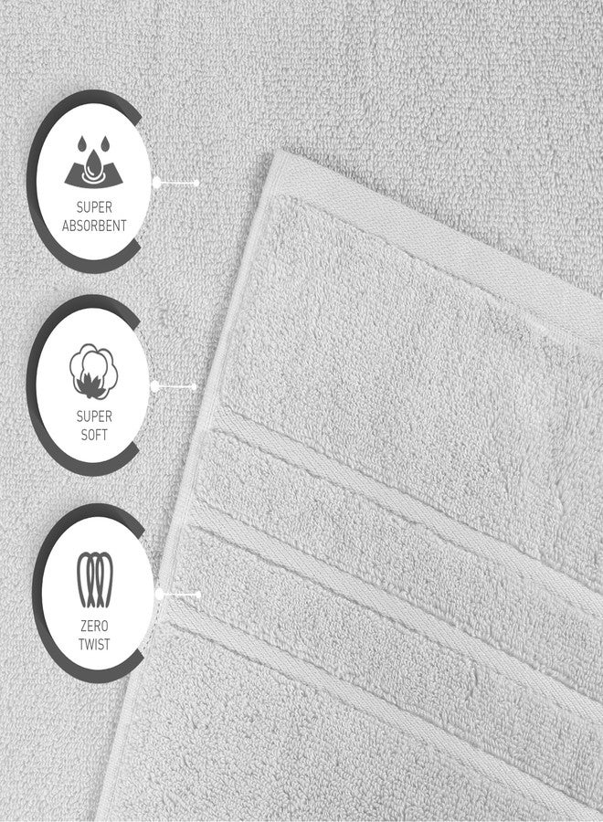Trident Eco Twist 4 Pc Bath Towel Set, 2 Bath Towel 30x58 in, 2 Washcloth 13x13 in, Cotton and Viscose from Bamboo Towel, Plush, Absorbent, Zero Twist Bathroom Towels, Silver - Image 4