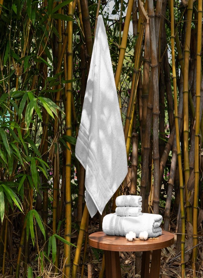 Trident Eco Twist 4 Pc Bath Towel Set, 2 Bath Towel 30x58 in, 2 Washcloth 13x13 in, Cotton and Viscose from Bamboo Towel, Plush, Absorbent, Zero Twist Bathroom Towels, Silver - Image 3
