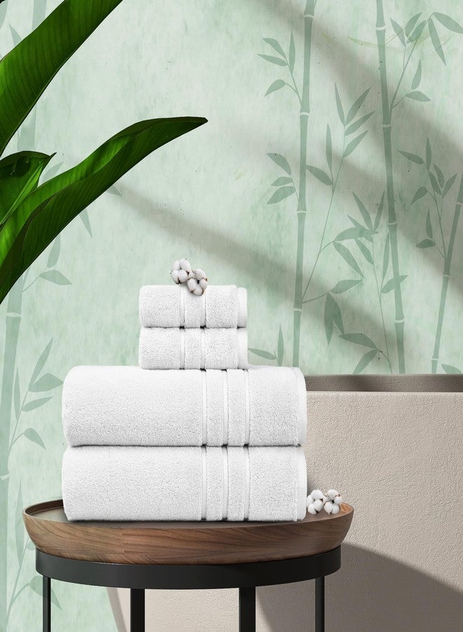 Trident Eco Twist 4 Pc Bath Towel Set, 2 Bath Towel 30x58 in, 2 Washcloth 13x13 in, Cotton and Viscose from Bamboo Towel, Plush, Absorbent, Zero Twist Bathroom Towels, Silver - Image 2