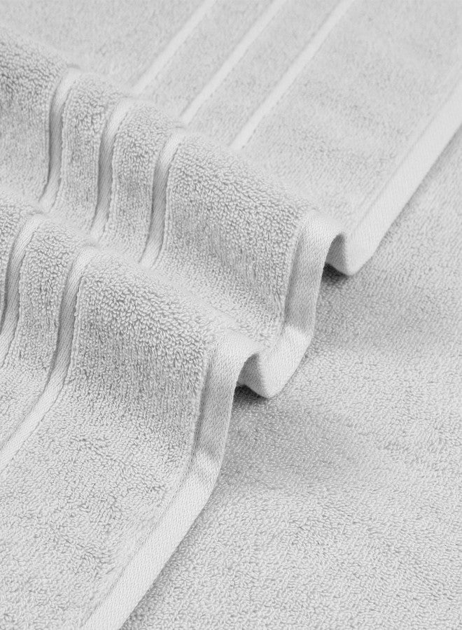 Trident Eco Twist 4 Pc Bath Towel Set, 2 Bath Towel 30x58 in, 2 Washcloth 13x13 in, Cotton and Viscose from Bamboo Towel, Plush, Absorbent, Zero Twist Bathroom Towels, Silver - Image 5