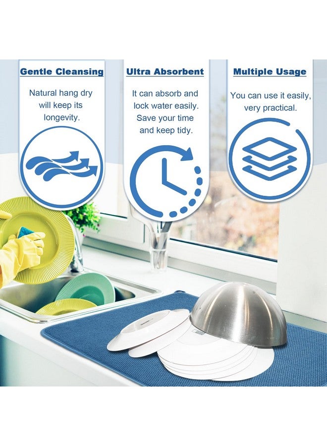 Ysanciuu 3 Pack XXL Dish Drying Mats,24×17" Absorbent Microfiber Dishes Drainer Mats,Large Size Pads for Kitchen Counter,Coffee,Rack,Under Sink(Beige,Blue,Gray)  - Image 2