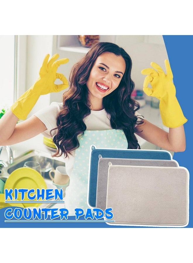 Ysanciuu 3 Pack XXL Dish Drying Mats,24×17" Absorbent Microfiber Dishes Drainer Mats,Large Size Pads for Kitchen Counter,Coffee,Rack,Under Sink(Beige,Blue,Gray)  - Image 5
