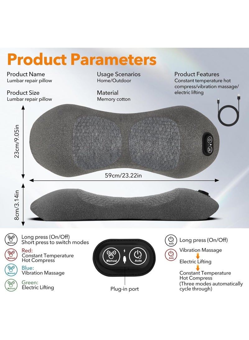 MOMENT 3-in-1 Electric Lumbar Support Pillow with Heat & Massage, Ergonomic Memory Foam Lower Back Massager for Pain Relief Deep Tissue, Smart Air Lift Technology, for Car/Bed/Sleeping/Office Chair - Image 5