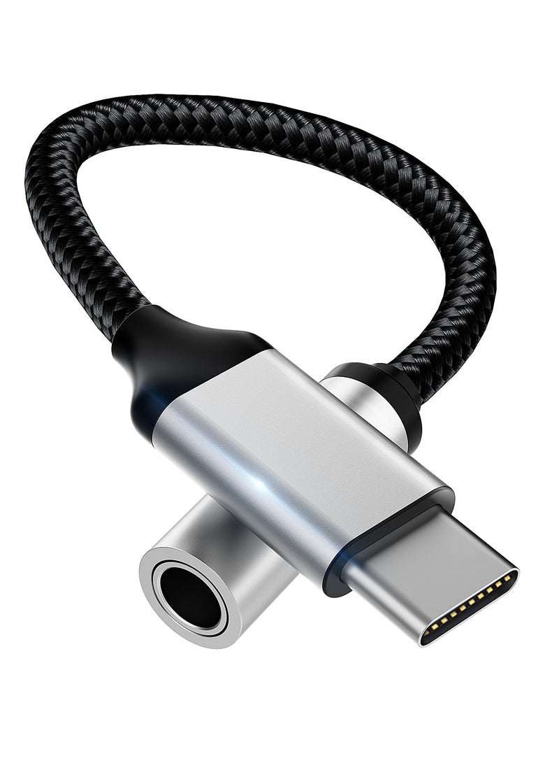 SYOSI محول سماعة رأس USB C إلى مقبس صوت 3.5 مم، كابل محول صوت رقمي من النوع C ذكر إلى 3.5 مم، كابل مضفر HiFi DAC لهاتف Samsung Galaxy S22 S21 iPhone 15 14 13 iPad MacBook Pixel 5 6 XL - Image 1