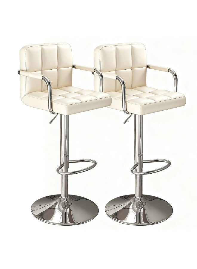 شاربدو 2 قطعة بار مقعد مجموعة, نابا الجلد عالية الظهر بار المقعد, مريحة قابل للتعديل عالية بار المقعد, 360 درجة الدوران مع مساندة الذراع, مناسبة للمطبخ المنزلي مطعم المقعد عالية المقعد - Image 1