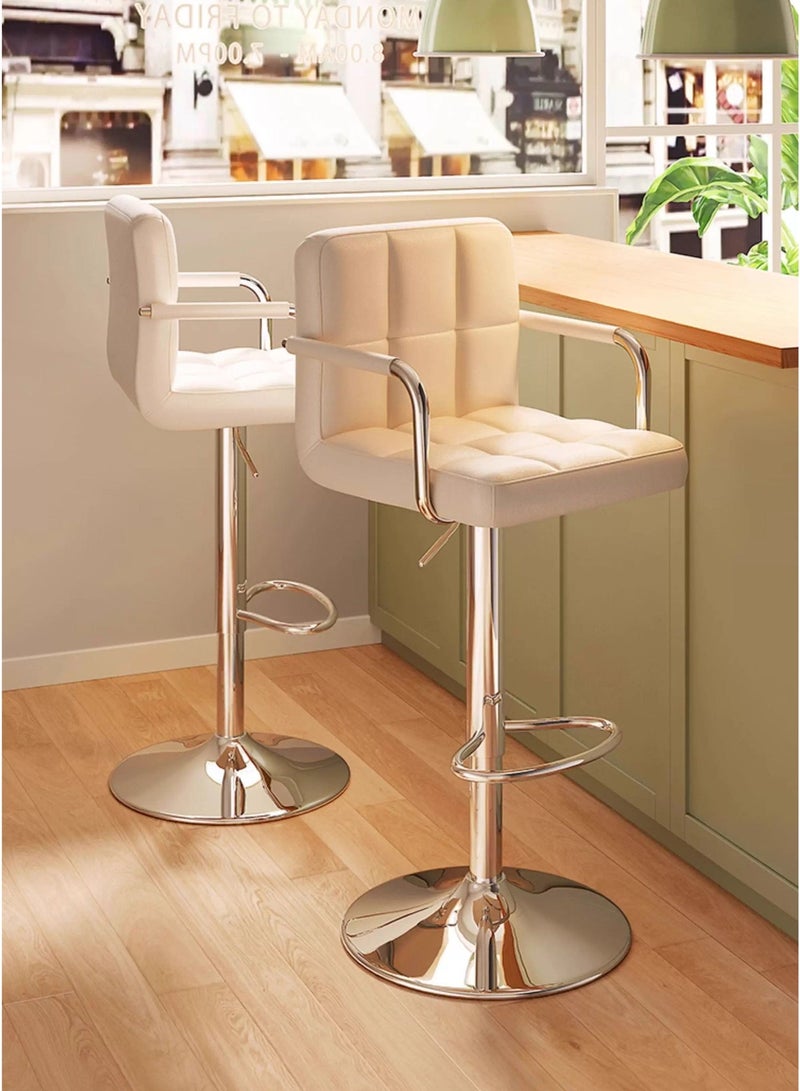 شاربدو 2 قطعة بار مقعد مجموعة, نابا الجلد عالية الظهر بار المقعد, مريحة قابل للتعديل عالية بار المقعد, 360 درجة الدوران مع مساندة الذراع, مناسبة للمطبخ المنزلي مطعم المقعد عالية المقعد - Image 2