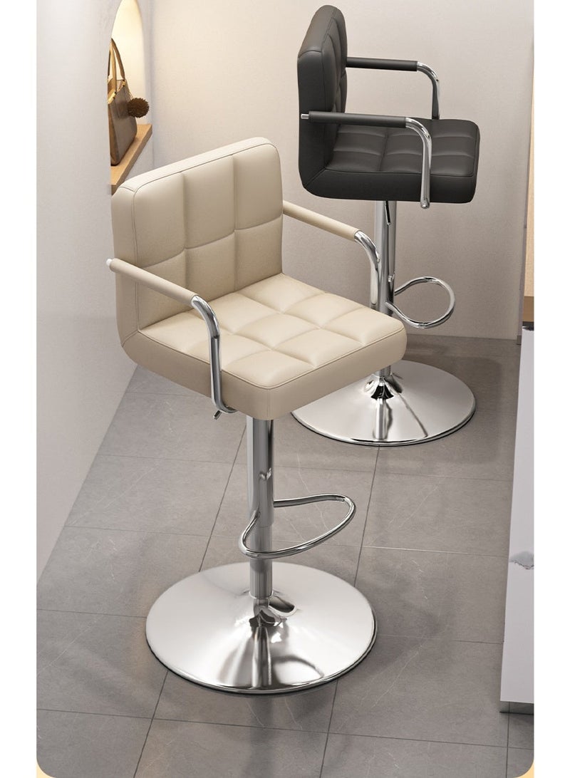 شاربدو 2 قطعة بار مقعد مجموعة, نابا الجلد عالية الظهر بار المقعد, مريحة قابل للتعديل عالية بار المقعد, 360 درجة الدوران مع مساندة الذراع, مناسبة للمطبخ المنزلي مطعم المقعد عالية المقعد - Image 3