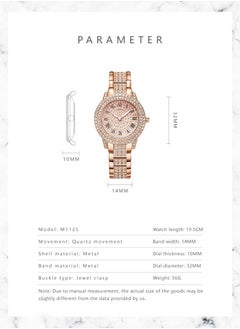 GELESE New fashion trend diamond full diamond Roman pattern ladies watch bracelet rose gold  - Image 3