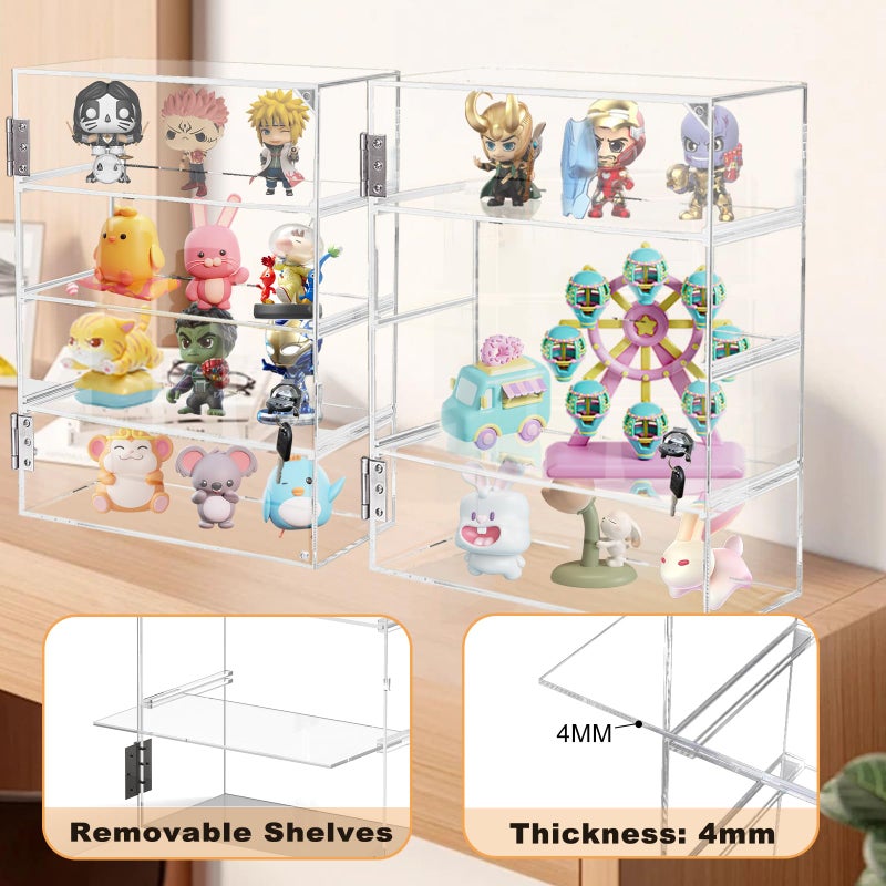 Acfunique Acrylic Display Case with Lock Key 4 Tier Clear Display Case Locking Cabinet for Collectibles Figure Knife Rock Perfume Countertop Retail Showcase Display Box Wall Mount with Shelves 11.8x5.9x15.7 in - Image 5