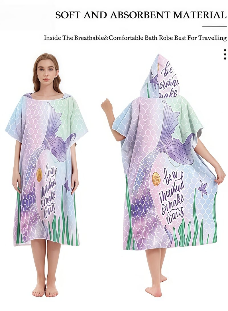 MIXDE Beach Changing Towel Surf Poncho Robe,Swim Towel Hooded Surf Poncho for Adults,Light Weight Compact Microfibre Changing Wetsuit for Women and Men,Surfing Swimming Bathing - Image 2