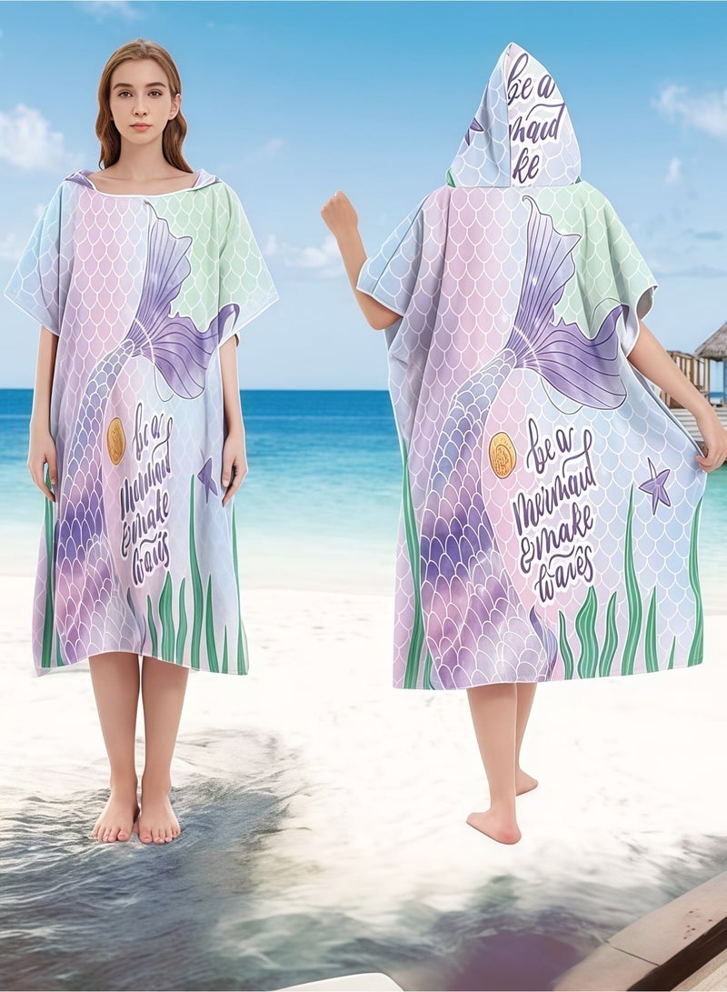 MIXDE Beach Changing Towel Surf Poncho Robe,Swim Towel Hooded Surf Poncho for Adults,Light Weight Compact Microfibre Changing Wetsuit for Women and Men,Surfing Swimming Bathing - Image 1
