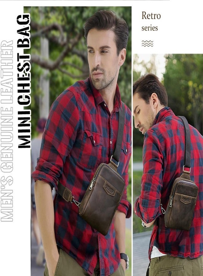 CONTACTS Full Grain Leather Sling Bag for Men Small Crossbody Chest Bag Casual Shoulder Daypack Travel Phone Purse Side Bag - Image 2