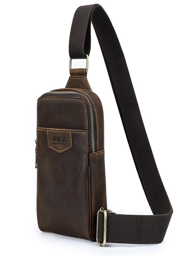 CONTACTS Full Grain Leather Sling Bag for Men Small Crossbody Chest Bag Casual Shoulder Daypack Travel Phone Purse Side Bag - Image 1