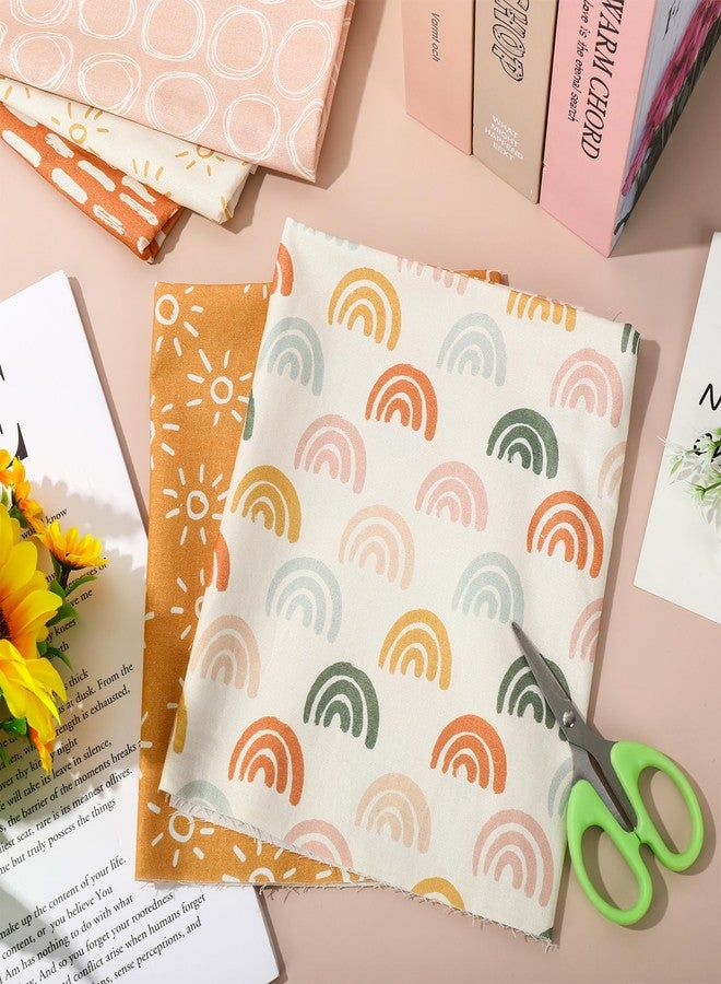 وولاين مجموعة أقمشة قطنية بوهيمية من والين، 12 قطعة، بتصميمات بوهيمية لشمس ودائرة وقطرات مطر، قطع قماش مربعة للخياطة والحرف اليدوية، مقاس 18 × 22 بوصة - Image 4