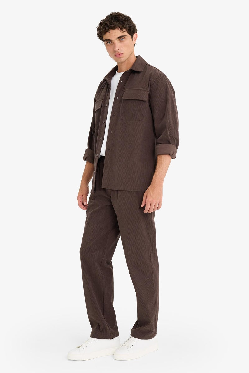 DeFacto Brown Man Wide Leg Corduroy Trousers Casual - Image 2
