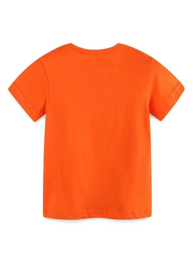 YUNIQEE Orange Printed Short Sleeve Crew Neck T-Shirt