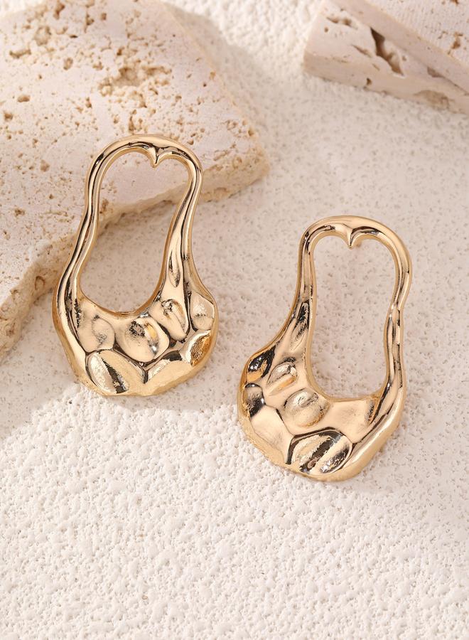 تايك تو أقراط ذهبية بتفصيلة هندسية مفتوحة - Image 1