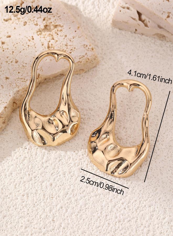 تايك تو أقراط ذهبية بتفصيلة هندسية مفتوحة - Image 3