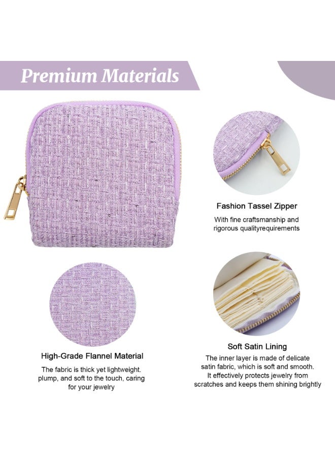 Small Travel Jewelry Case, Jewelry Pouch Bags with Zipper, 6-Layer Velvet Organizer Pouch for Bracelet Rings Earrings, Anti-Scratch & Portable Jewelry Bag Holder for Travel & Everyday Use (purple) - Image 2