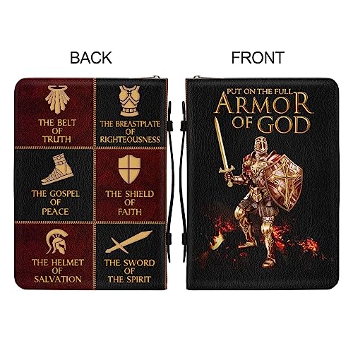 Jesuspirit - Leather Bible Cover for Men - Personalized Bible Case for Men, Bible Study Supplies, Christian Gifts for Men & Women (A - Armor of God Bible Cover, Large) - Image 2