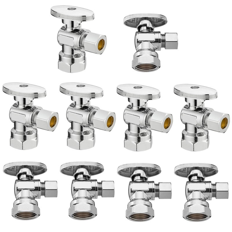 Lidertik 10 Pack Lidertik 12 inch NPT Thread Angle Stop Valve 12 inch x 38 inch Compression for Water Toilet Bathroom Sink Brass Plated Chrome 14 Turn Valve LIJF1NPTA10 PCS - Image 2