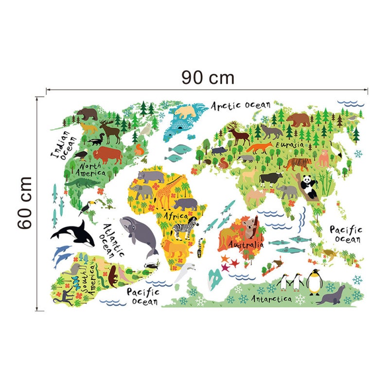 World Map Wall Stickers 3-in-1 Educational Design Removable - Repositionable Wall Decals for Kids Nursery Home Decor - Image 5