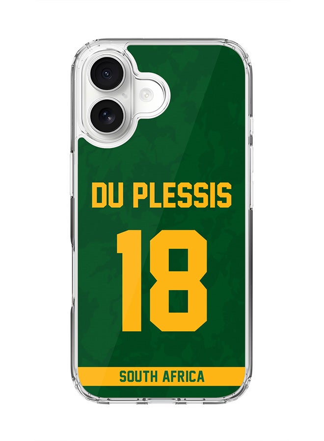 Stylizedd Classic Clear MagSafe Case for iPhone 17 , Hybrid Soft Case Flexible Edges Anti Drop TPU PC Gel Thin Transparent Cover [ Designed for iPhone 17 ] - South Africa Faf du Plessis, Jersey No 18