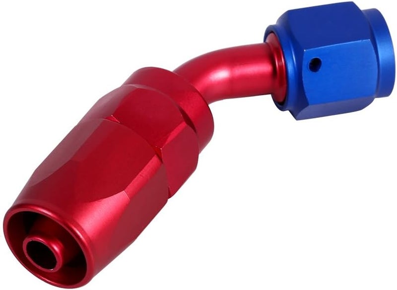 AN6 45 Degree Swivel Male Fitting Adapter Removable Head For Fuel Line Oil Cooler Blue Red - Image 1