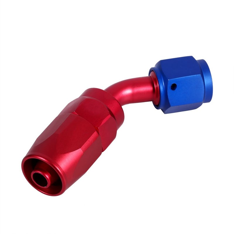 AN6 45 Degree Swivel Male Fitting Adapter Removable Head For Fuel Line Oil Cooler Blue Red - Image 2