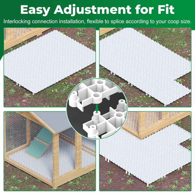 Forestchill Chicken Coop Ground Pads, 9 Pcs Plastic Floor Pads for Chicken Coops, Reusable Interlocking Walking Mats, Chicken Coop Accessories to Keep Coop Dry and Clean, Flexible to Splice - Image 5