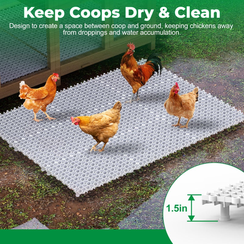 Forestchill Chicken Coop Ground Pads, 9 Pcs Plastic Floor Pads for Chicken Coops, Reusable Interlocking Walking Mats, Chicken Coop Accessories to Keep Coop Dry and Clean, Flexible to Splice - Image 3